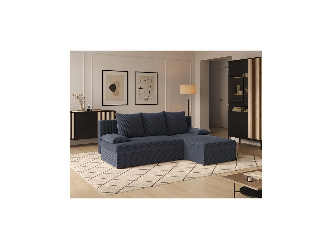 Canapé d'angle Gris foncé 3 places mousse T30 206x90x146cm GINA