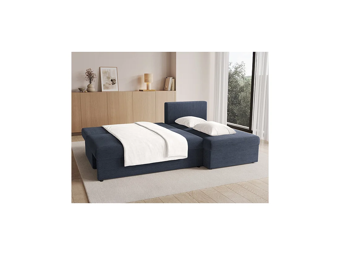 Canapé d'angle Gris foncé 3 places mousse T30 206x90x146cm GINA