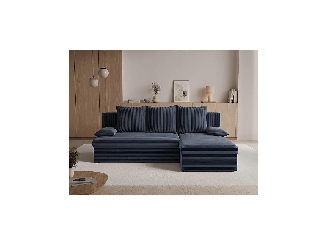Canapé d'angle Gris foncé 3 places mousse T30 206x90x146cm GINA