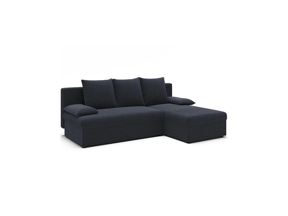 Canapé d'angle Gris foncé 3 places mousse T30 206x90x146cm GINA