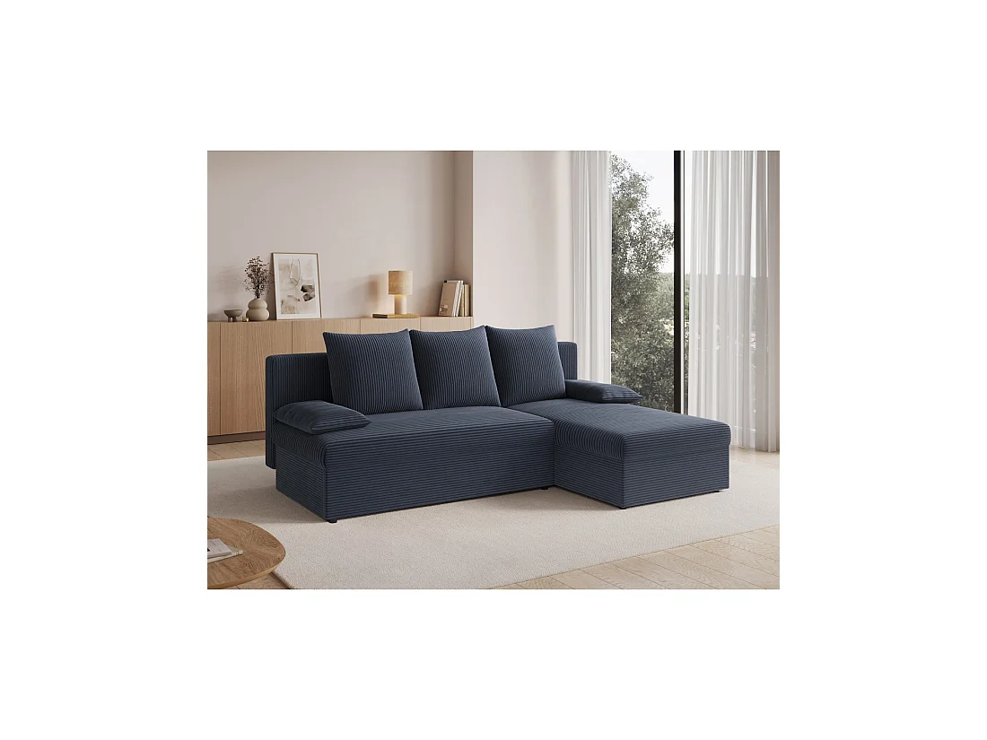 Canapé d'angle Gris foncé 3 places mousse T30 206x90x146cm GINA