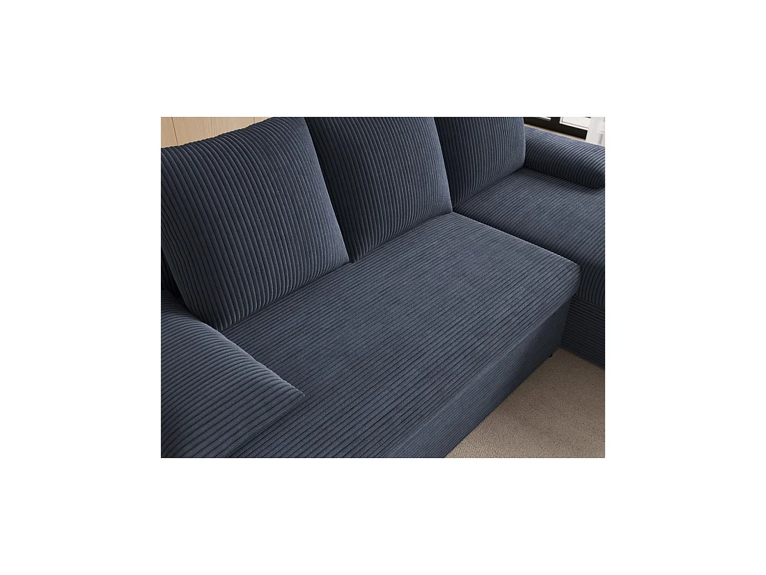 Canapé d'angle Gris foncé 3 places mousse T30 206x90x146cm GINA