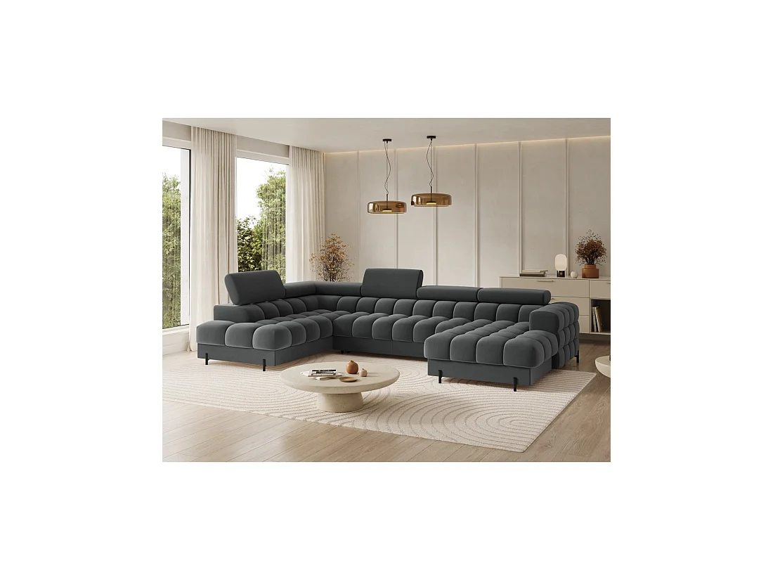 Canapé panoramique Gris foncé angle gauche FERARIA salon contemporain