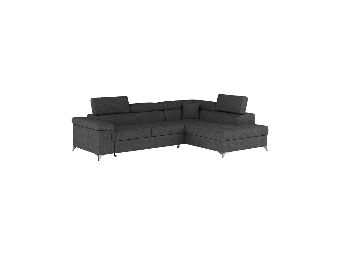 Canapé d'angle convertible PALAZZO 4 places gris foncé – angle droit avec 1 coussin