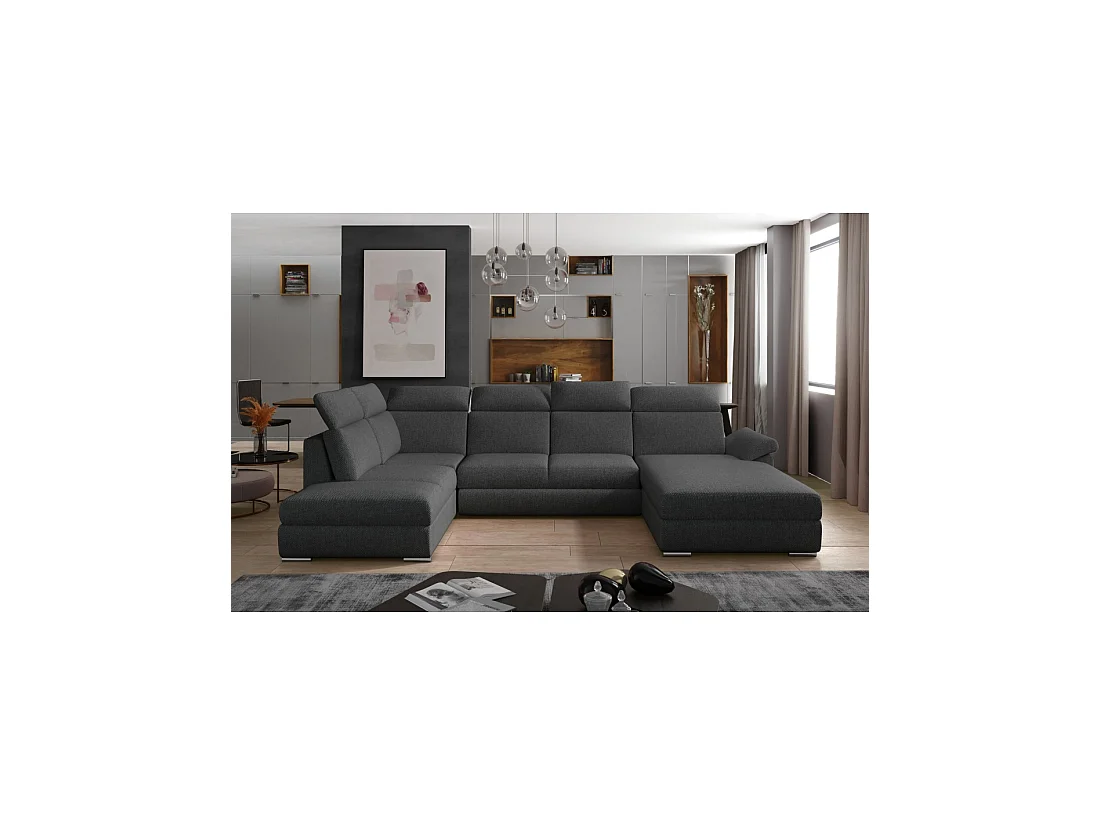 Canapé panoramique convertible MAJESTA 5 places gris foncé – angle droit – version 2