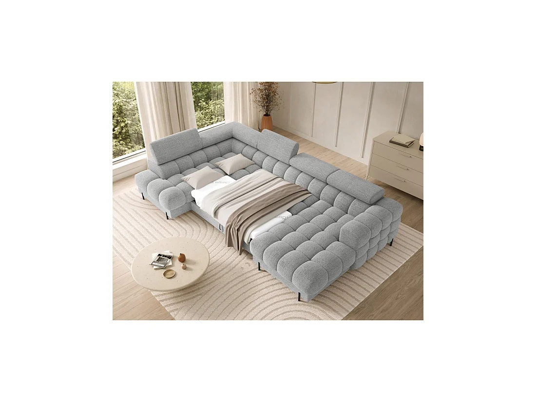 Canapé panoramique convertible Gris clair angle gauche FERARIA 358x93x202cm