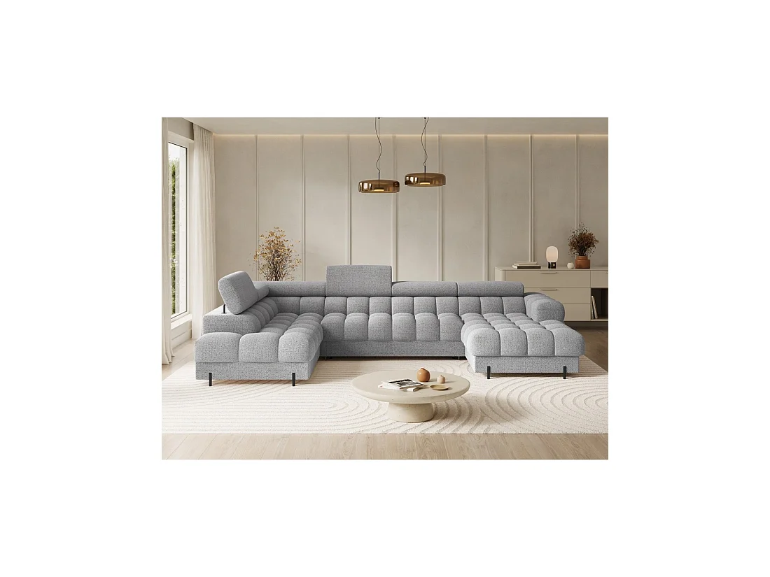 Canapé panoramique convertible Gris clair angle gauche FERARIA 358x93x202cm