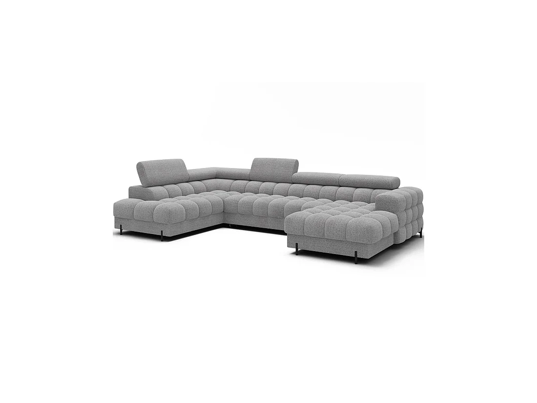 Canapé panoramique convertible Gris clair angle gauche FERARIA 358x93x202cm