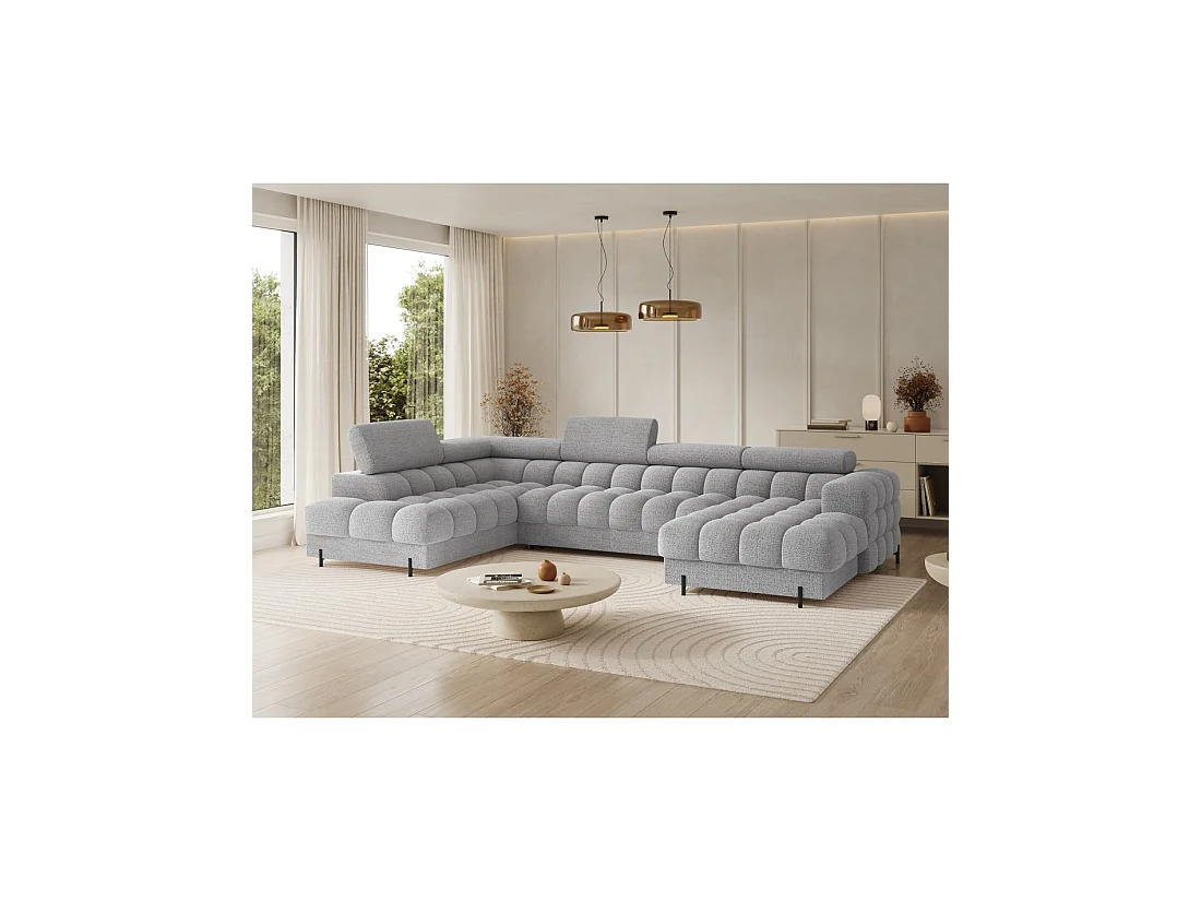 Canapé panoramique convertible Gris clair angle gauche FERARIA 358x93x202cm