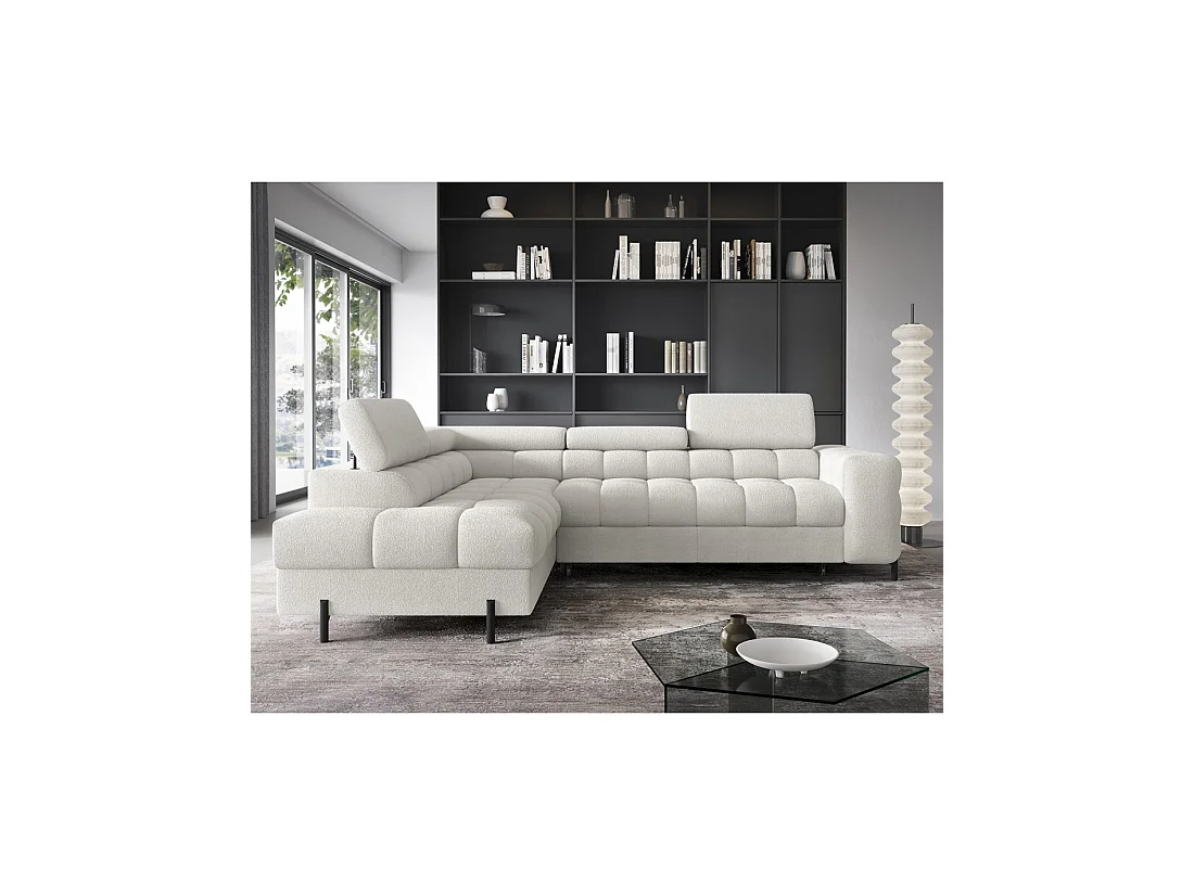 Canapé FERRUM Blanc alpin convertible 5 places angle gauche méridienne confort 276x93x200cm