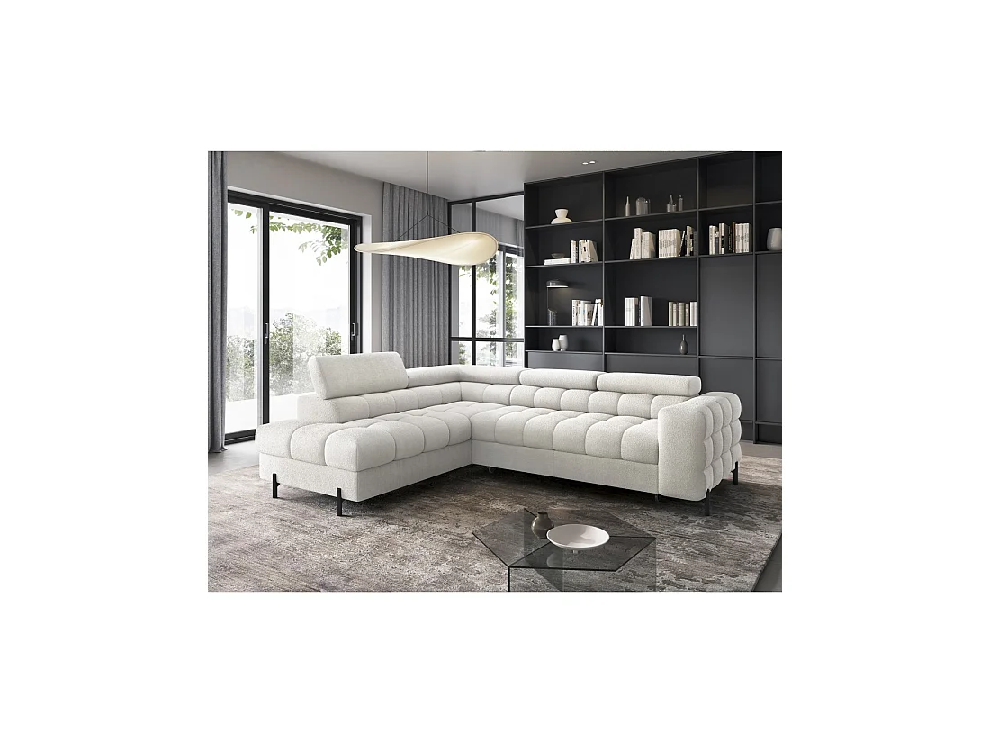 Canapé FERRUM Blanc alpin convertible 5 places angle gauche méridienne confort 276x93x200cm