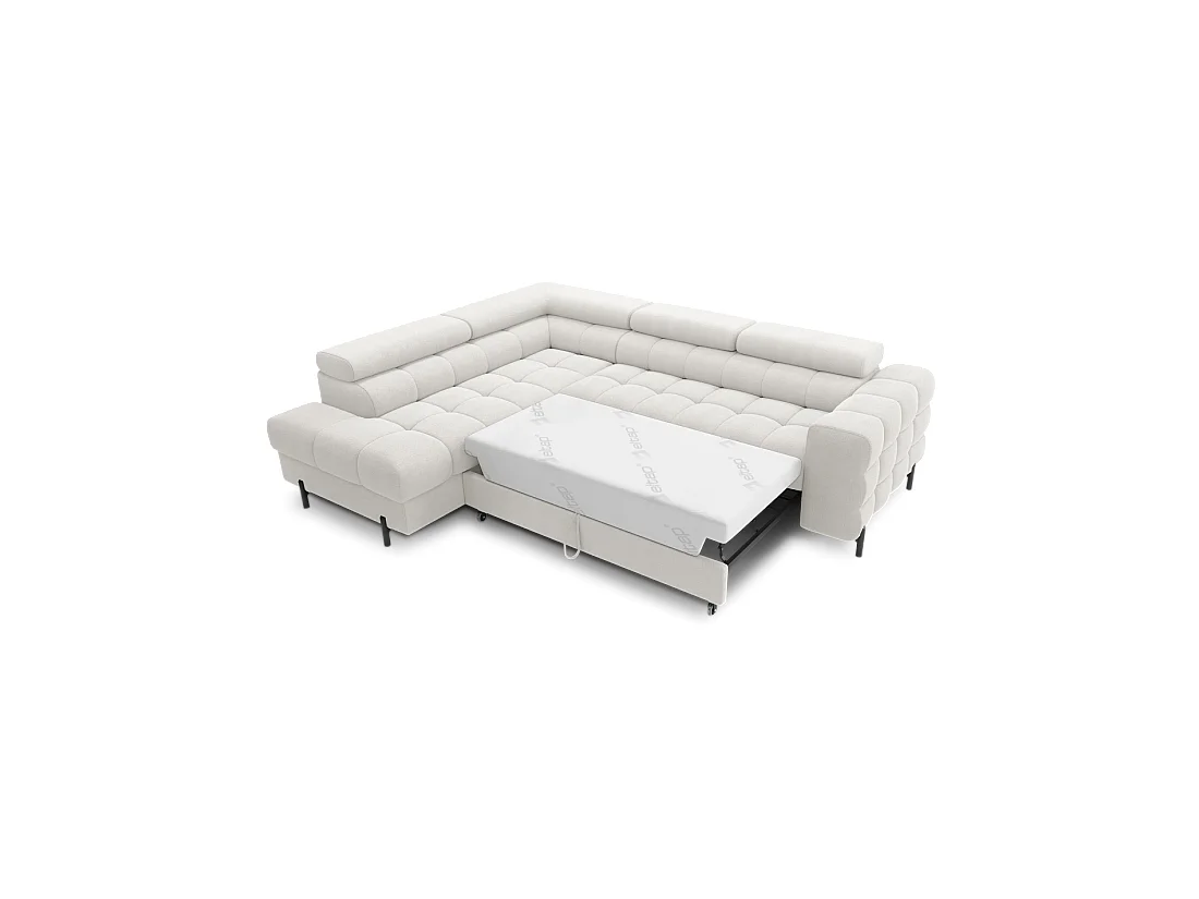 Canapé FERRUM Blanc alpin convertible 5 places angle gauche méridienne confort 276x93x200cm