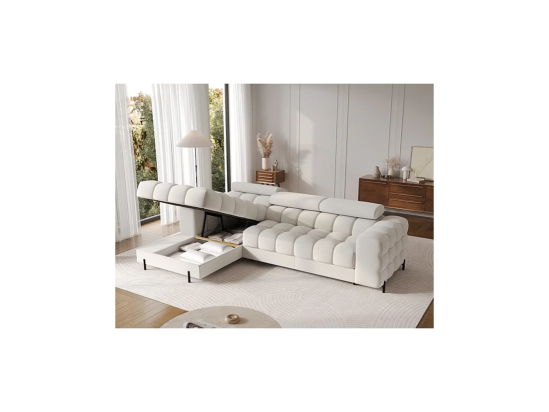 Canapé d'angle gauche convertible Blanc allure contemporaine 285x99x181cm FILTRO