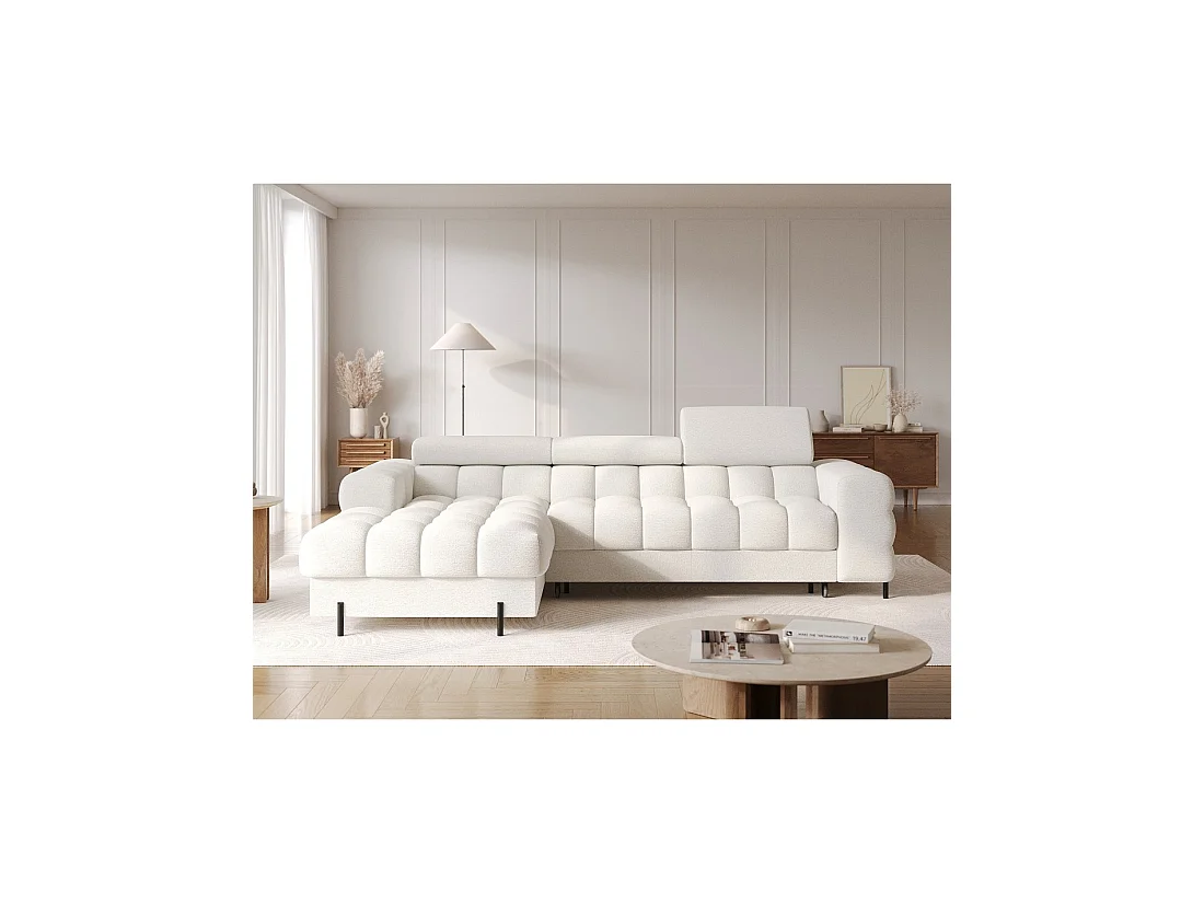 Canapé d'angle gauche convertible Blanc allure contemporaine 285x99x181cm FILTRO