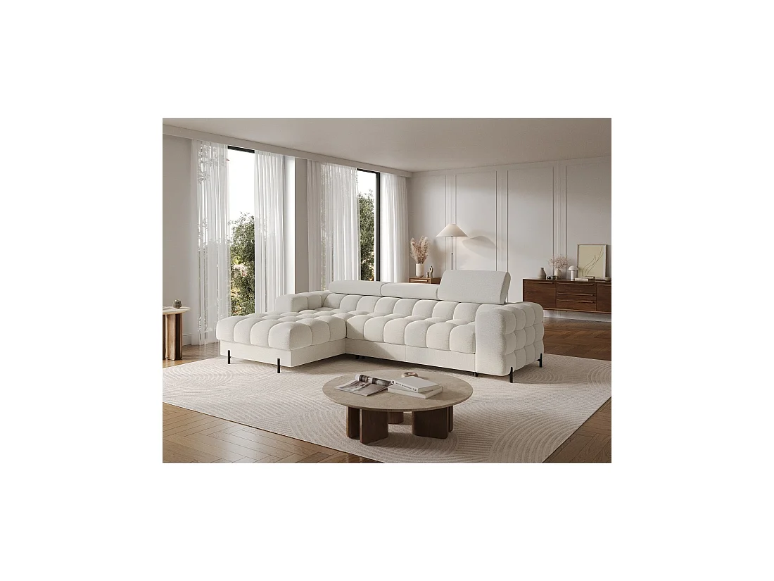Canapé d'angle gauche convertible Blanc allure contemporaine 285x99x181cm FILTRO
