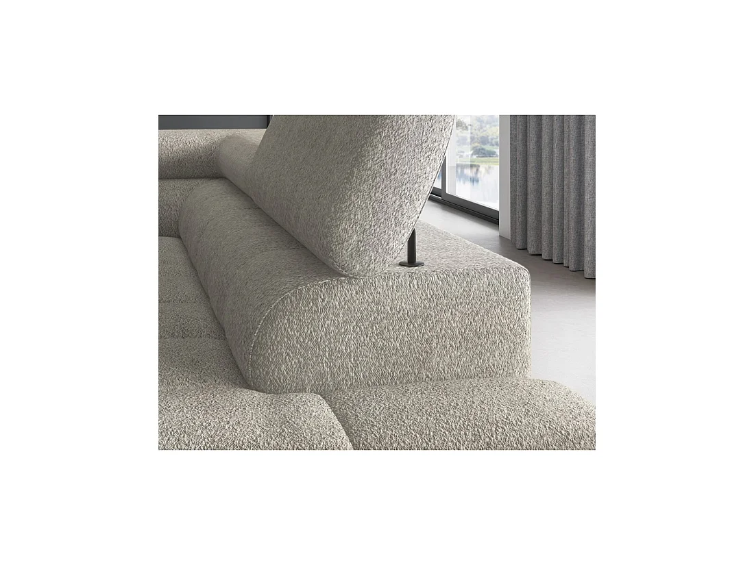 Canapé d'angle droit convertible Beige 5 places FERRUM avec méridienne 276x93x200cm
