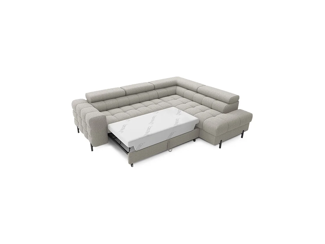 Canapé d'angle droit convertible Beige 5 places FERRUM avec méridienne 276x93x200cm