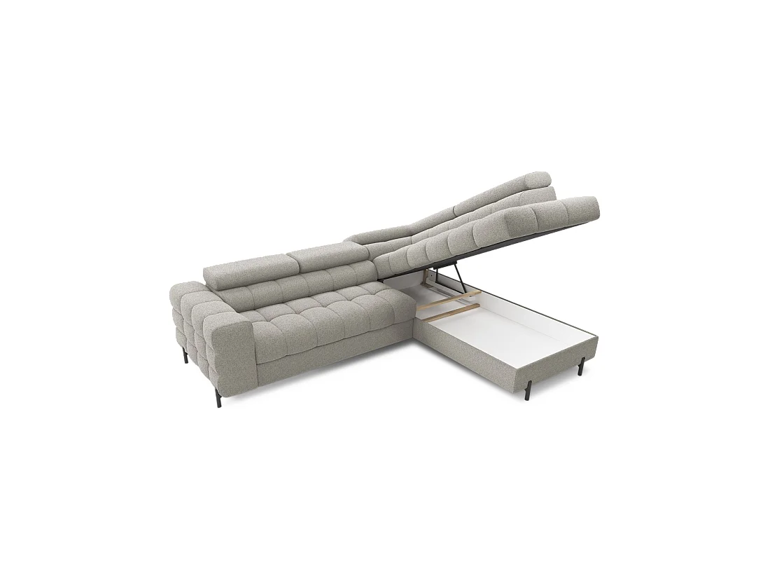 Canapé d'angle droit convertible Beige 5 places FERRUM avec méridienne 276x93x200cm
