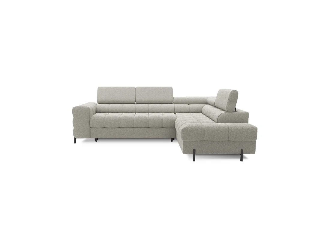 Canapé d'angle droit convertible Beige 5 places FERRUM avec méridienne 276x93x200cm