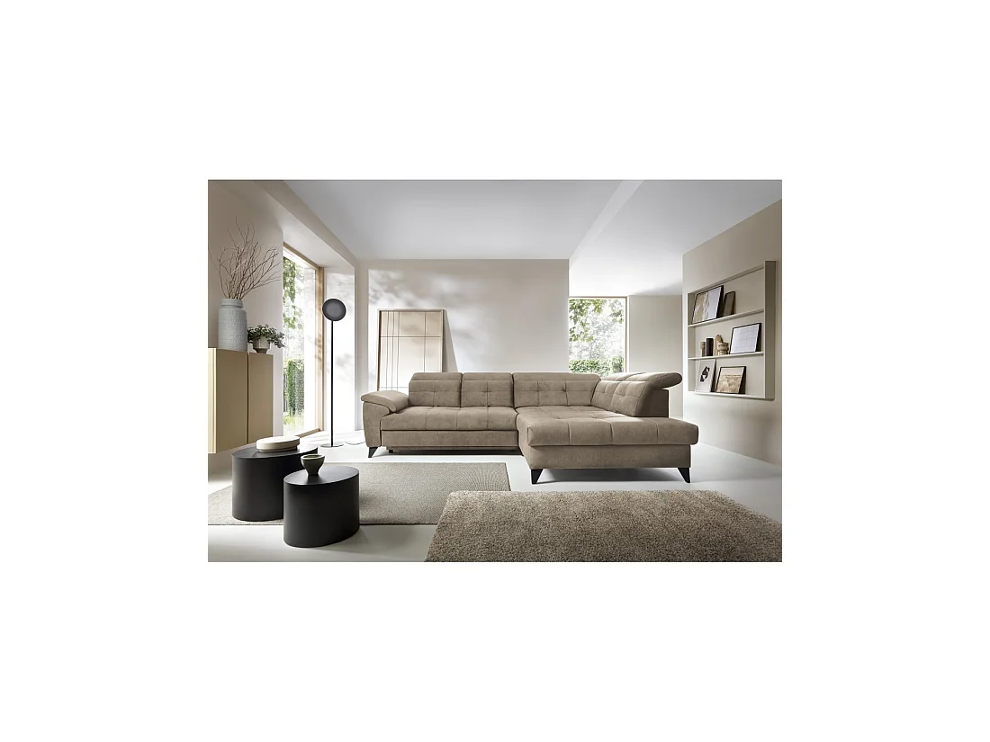 Canapé d'angle Beige 5 places angle droit méridienne confort INFERNO