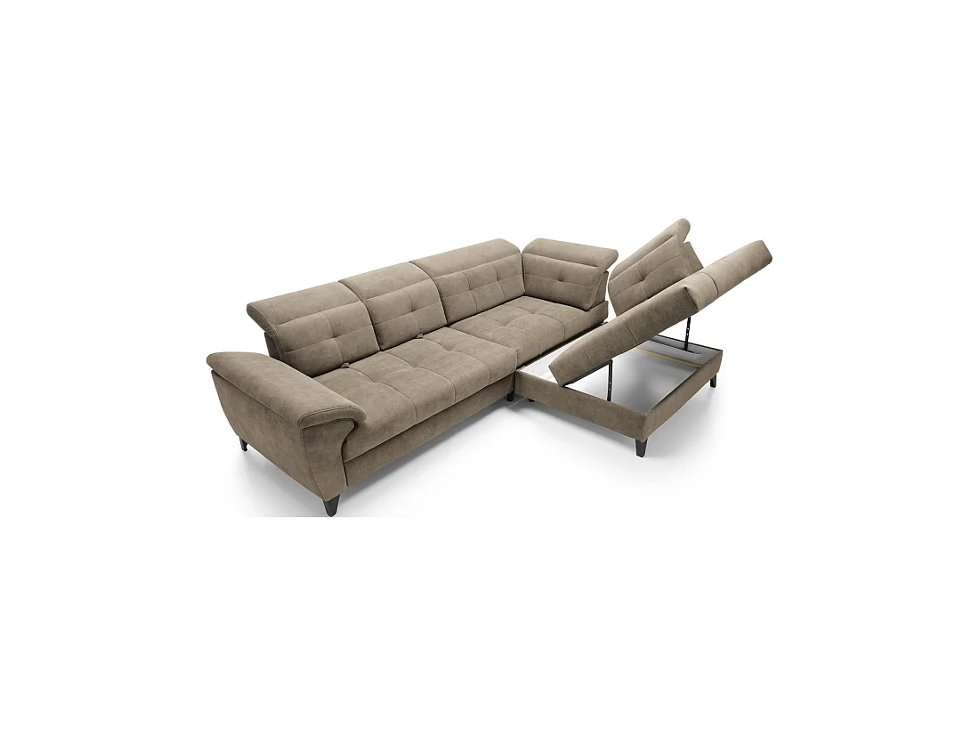 Canapé d'angle Beige 5 places angle droit méridienne confort INFERNO