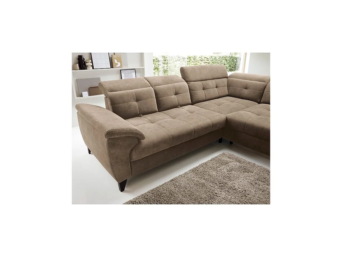 Canapé d'angle Beige 5 places angle droit méridienne confort INFERNO