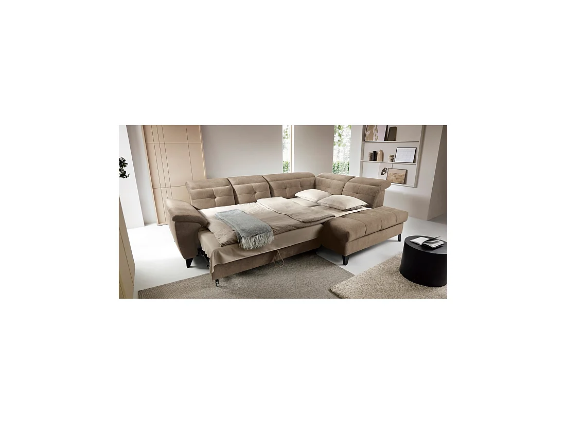 Canapé d'angle Beige 5 places angle droit méridienne confort INFERNO