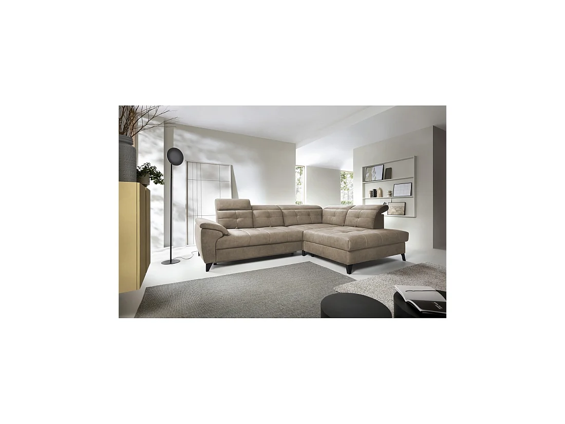 Canapé d'angle Beige 5 places angle droit méridienne confort INFERNO