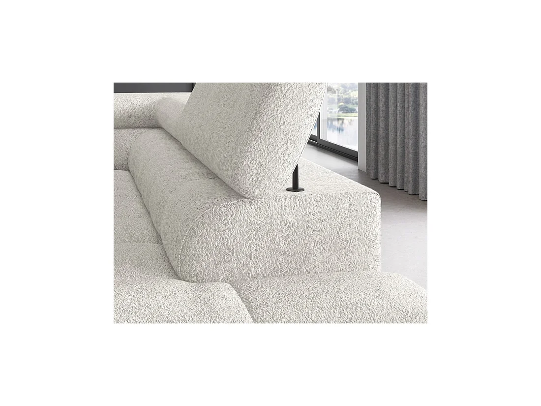 Canapé convertible Blanc alpin FERRUM 5 places angle droit avec couchage 276x93x200cm