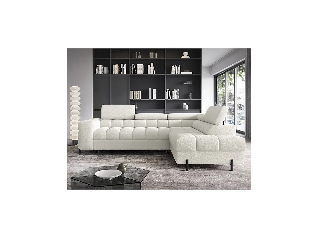 Canapé convertible Blanc alpin FERRUM 5 places angle droit avec couchage 276x93x200cm