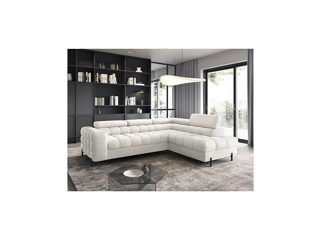 Canapé convertible Blanc alpin FERRUM 5 places angle droit avec couchage 276x93x200cm
