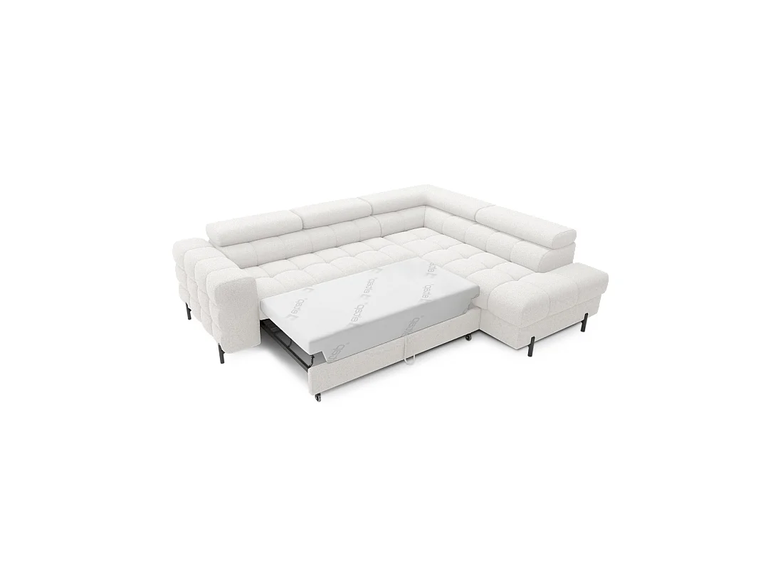 Canapé convertible Blanc alpin FERRUM 5 places angle droit avec couchage 276x93x200cm