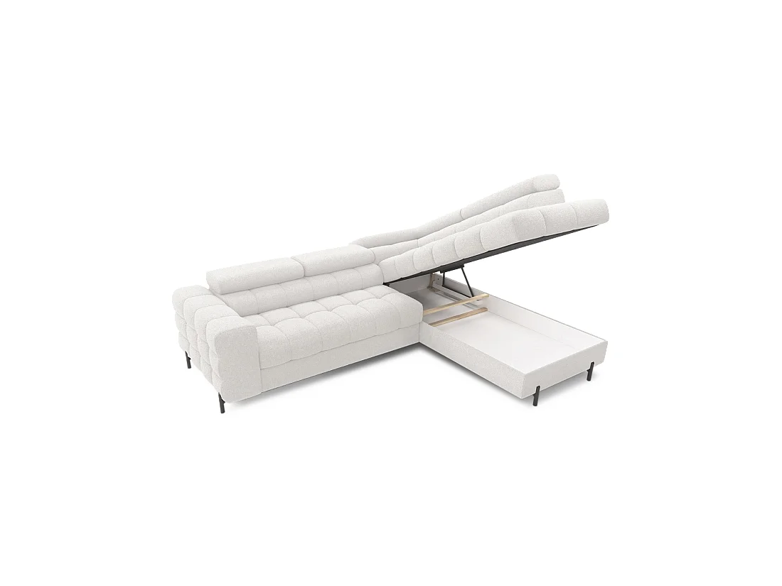 Canapé convertible Blanc alpin FERRUM 5 places angle droit avec couchage 276x93x200cm