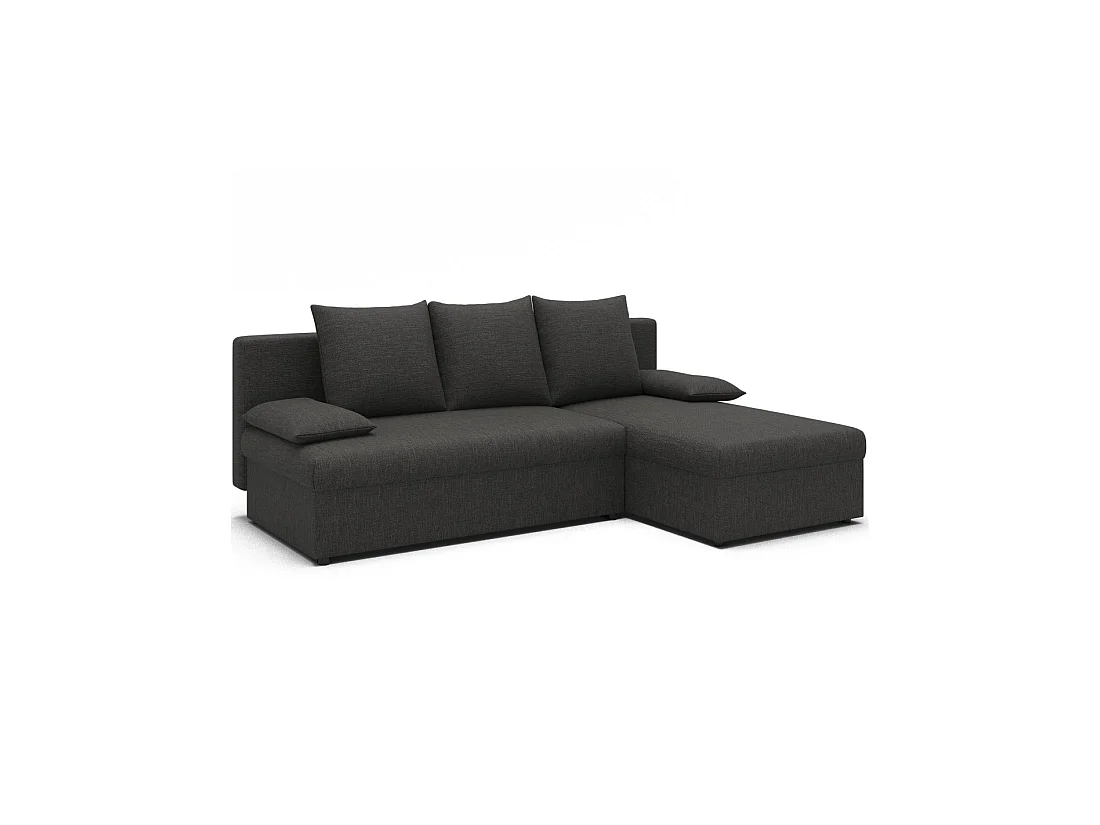 Canapé d'angle Gris foncé 3 places couchage 124x201cm 206x90x146cm GINA