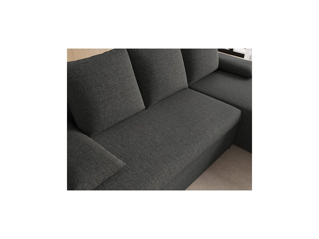 Canapé d'angle Gris foncé 3 places couchage 124x201cm 206x90x146cm GINA