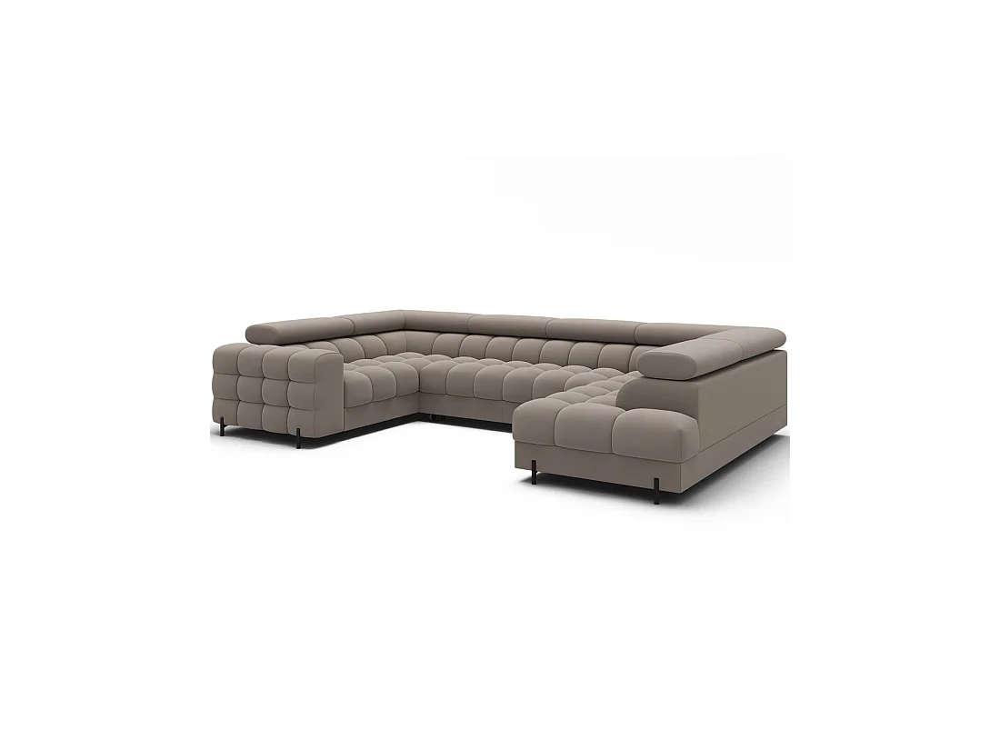Canapé panoramique convertible FACTORY 3 places beige – angle droit avec coffre – version 4
