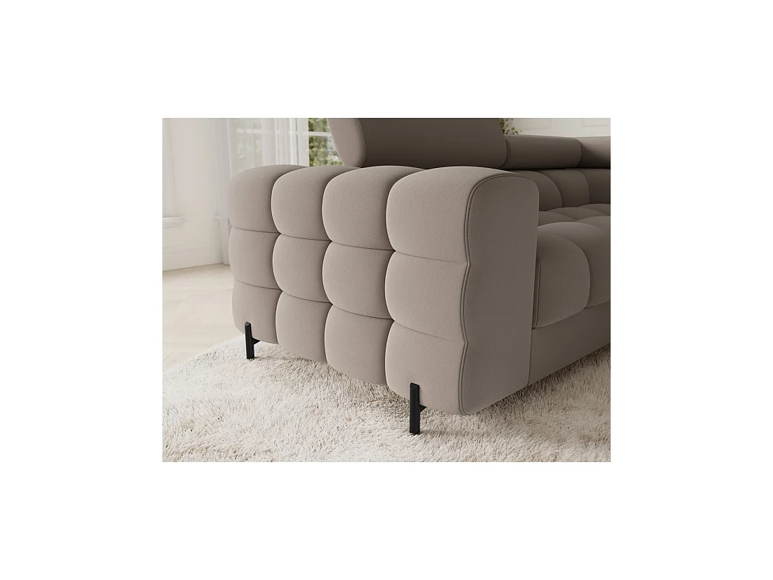Canapé panoramique convertible FACTORY 3 places beige – angle droit avec coffre – version 4