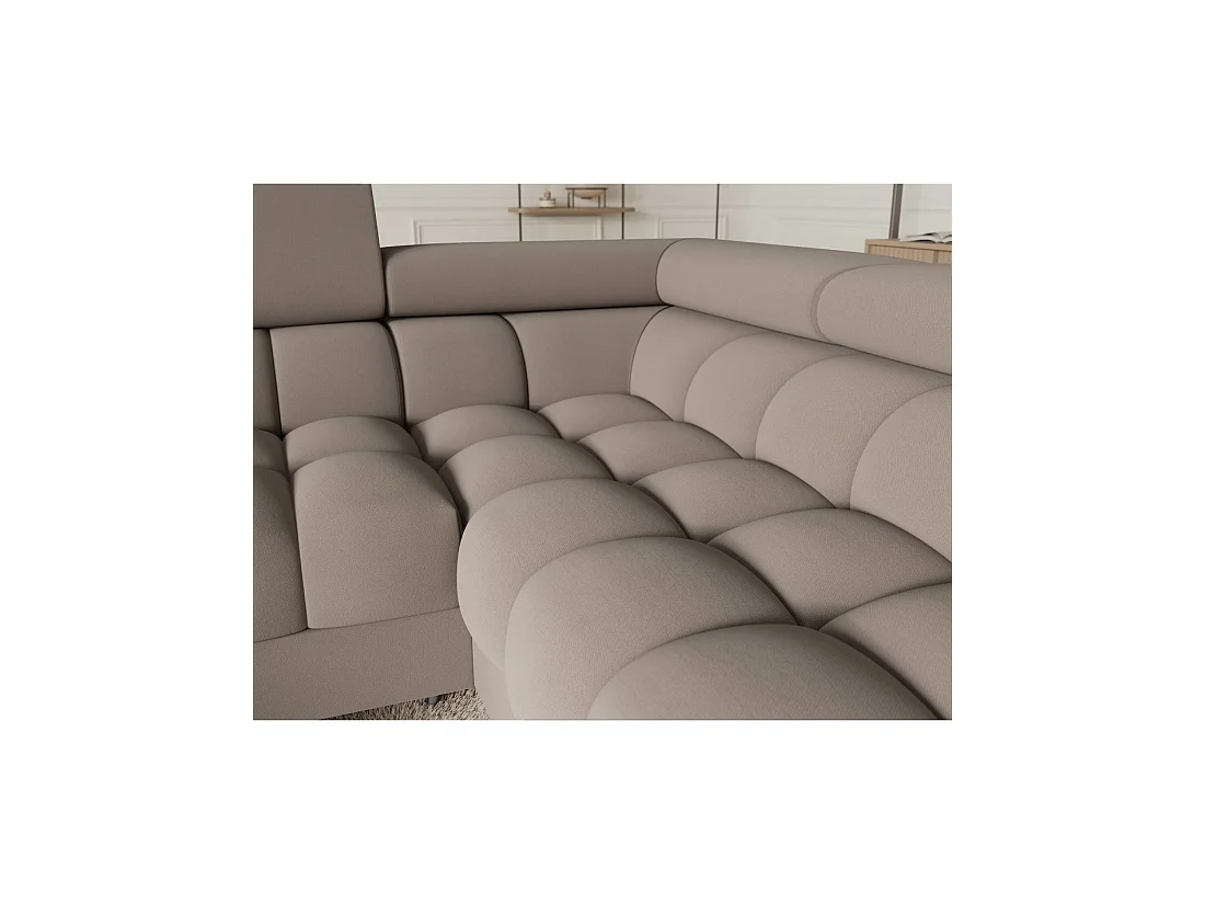 Canapé panoramique convertible FACTORY 3 places beige – angle droit avec coffre – version 4