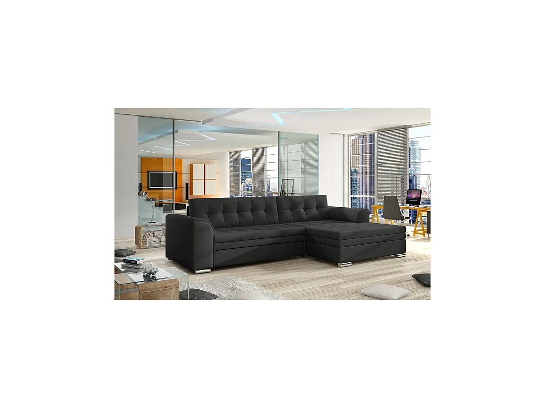 Canapé d'angle convertible CONFORTO 4 places noir – angle droit