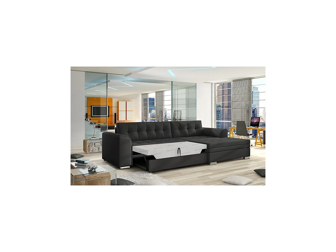 Canapé d'angle convertible CONFORTO 4 places noir – angle droit