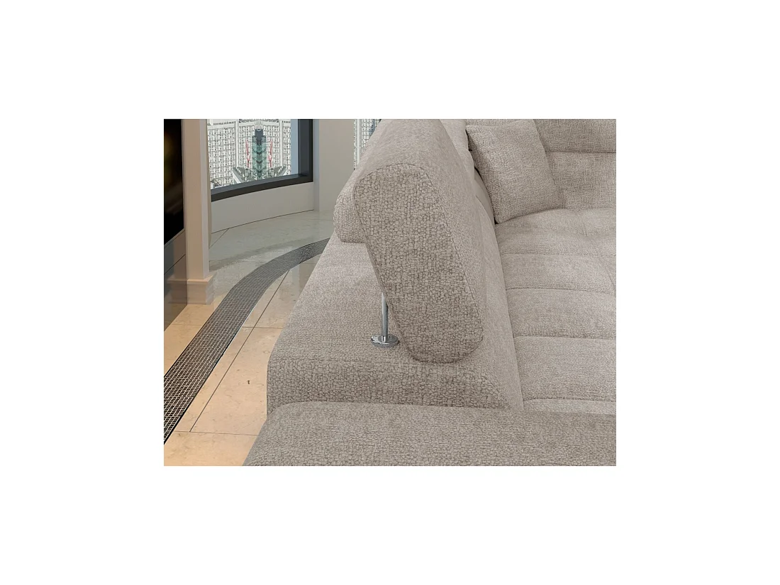 Canapé d'angle convertible PALAZZO 4 places beige – angle gauche avec coffre