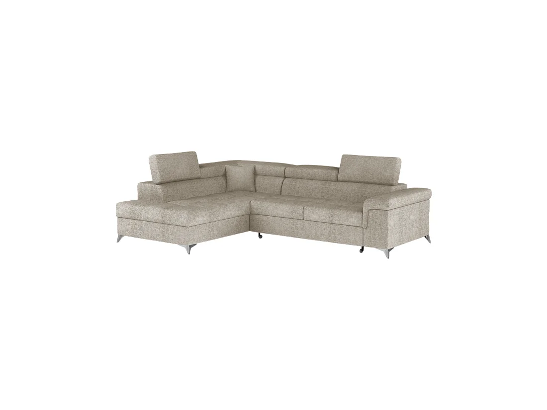 Canapé d'angle convertible PALAZZO 4 places beige – angle gauche avec coffre