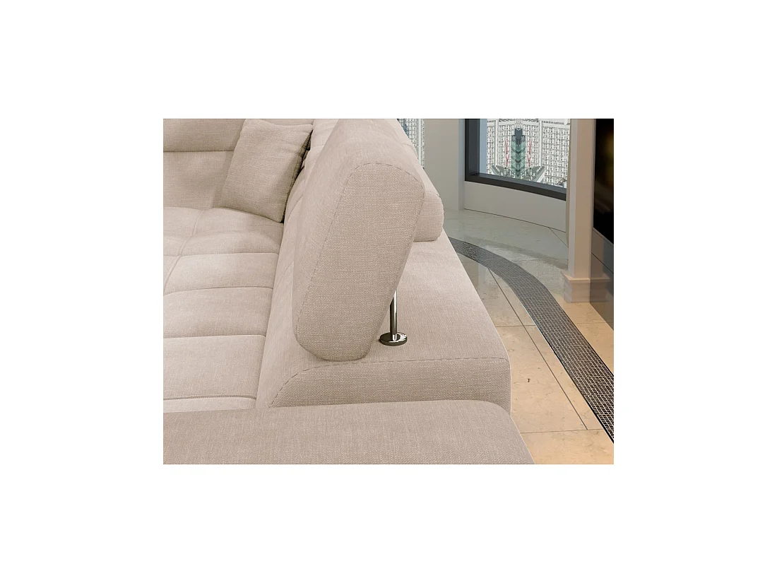 Sofá de esquina convertible PALAZZO 4 plazas beige – ángulo derecho con cofre