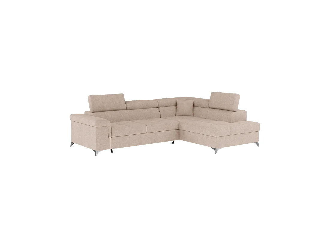 Sofá de esquina convertible PALAZZO 4 plazas beige – ángulo derecho con cofre