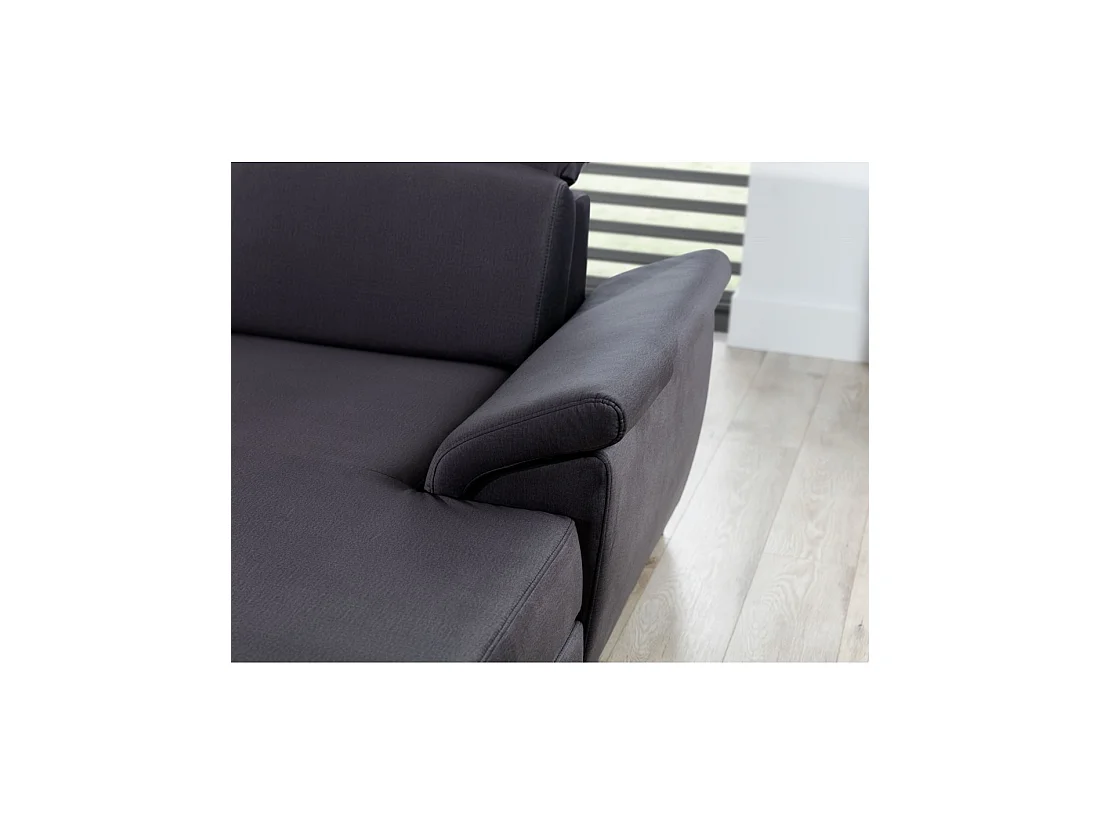 Sofá panorámico convertible MAJESTA 5 plazas gris – ángulo derecho con baúl – versión 2