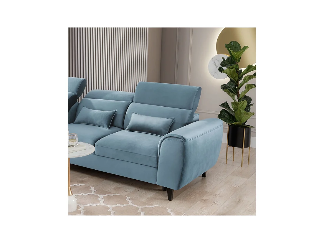Canapé d'angle convertible bleu angle gauche 4 places FABLE