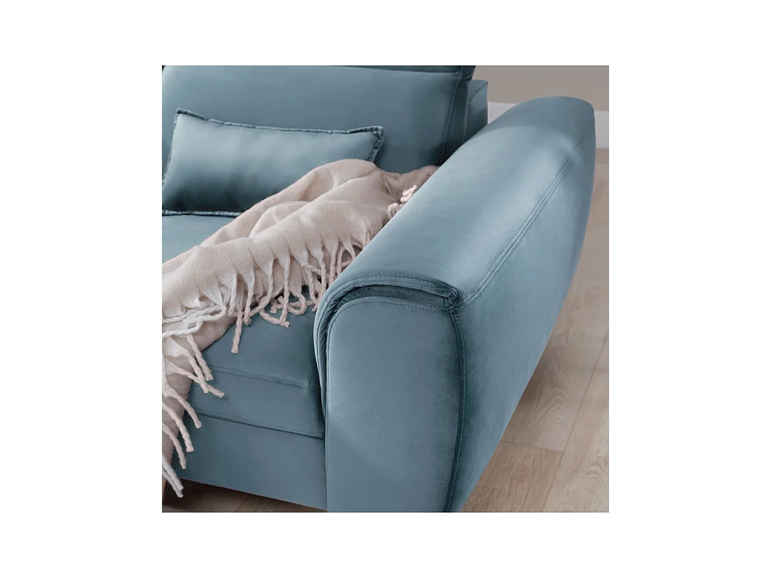 Canapé d'angle convertible bleu angle gauche 4 places FABLE