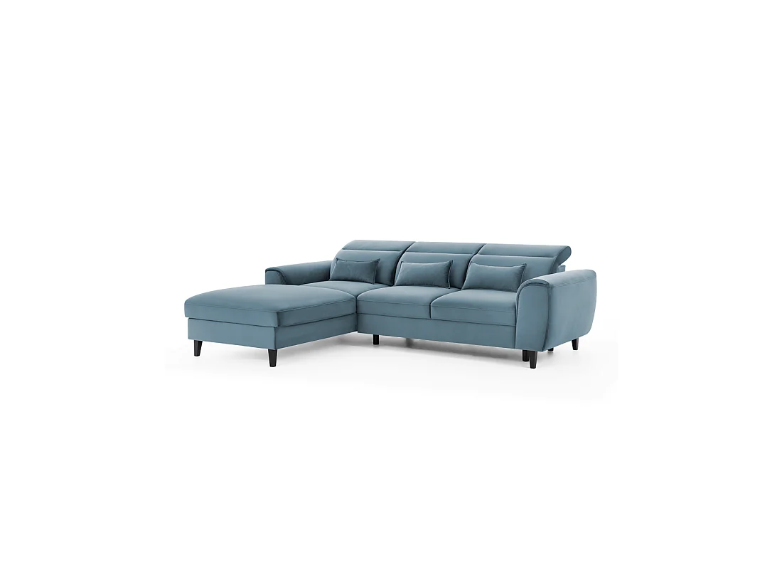 Canapé d'angle convertible bleu angle gauche 4 places FABLE