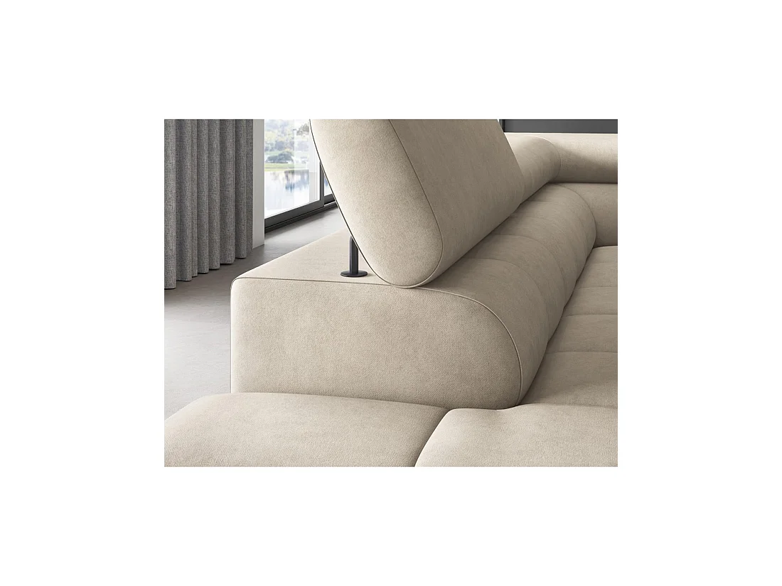 Canapé FERRUM Beige convertible 5 places angle gauche rangement intégré 276x93x200cm