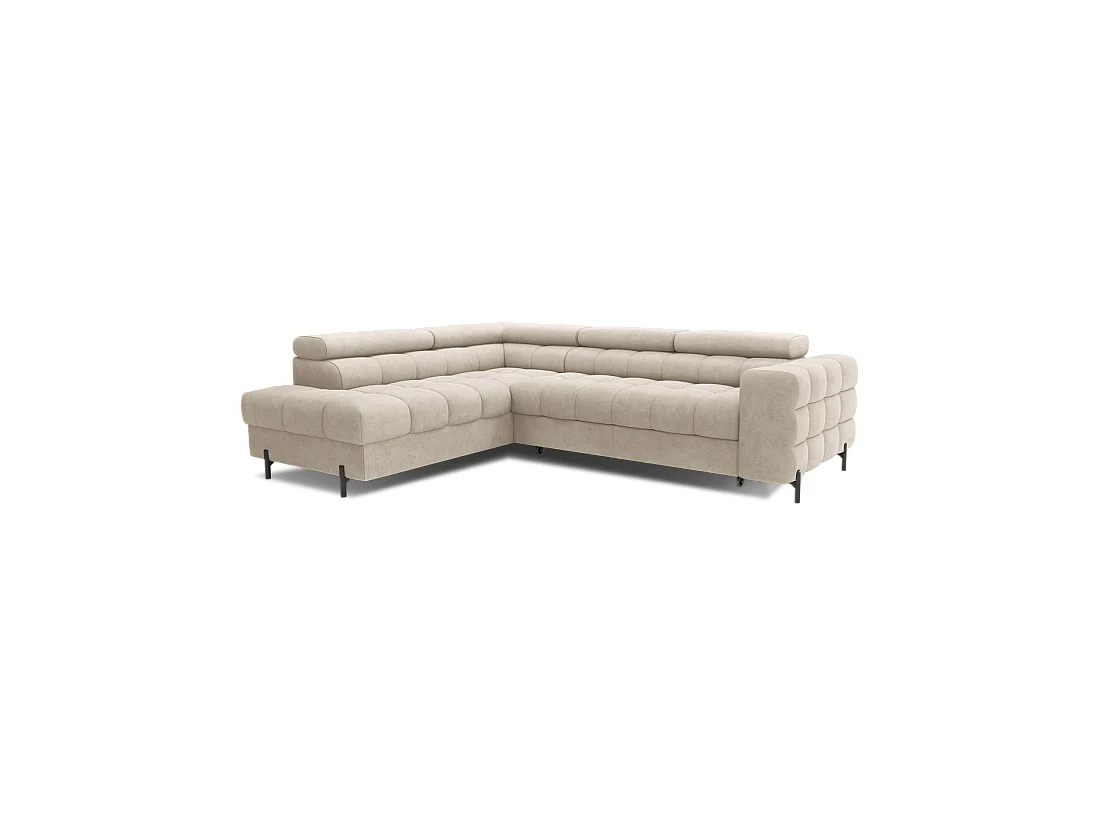 Canapé FERRUM Beige convertible 5 places angle gauche rangement intégré 276x93x200cm